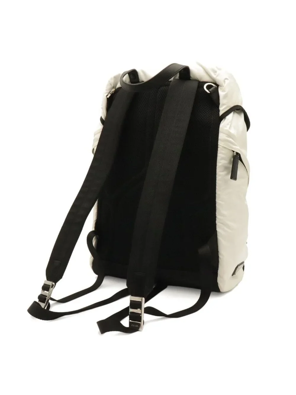 Prada Backpack Nylon Leather Bianco White Silver Domestic Boutique Purchase